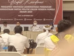 Perbaikan Verifikasi Administrasi Keanggotaan, KPU Palu Minta Parpol Rajin Pantau Sipol