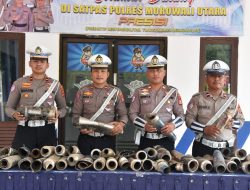 Respon Keluhan Warga, Satlantas Polres Morut Sita 130 Knalpot Brong