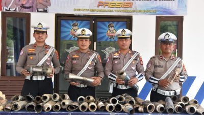 Respon Keluhan Warga, Satlantas Polres Morut Sita 130 Knalpot Brong