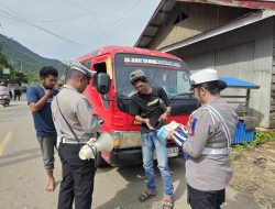 Antisipasi Kecelakaan, Polres Morowali Utara Gelar Ramp Check Bus AKAP