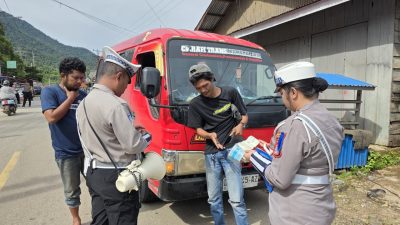Antisipasi Kecelakaan, Polres Morowali Utara Gelar Ramp Check Bus AKAP