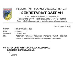 Pemprov Sulteng Ajukan Keberatan Resmi atas Pencabutan Status Tuan Rumah FORNAS IX Tahun 2027